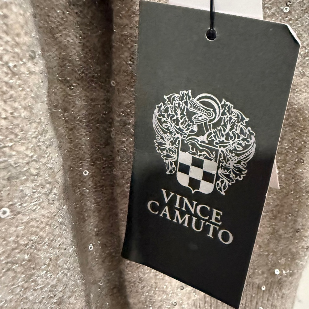 Vince Camuto Sequin Turtleneck Sweater XL Beige Oatmeal Sparkle Knit NWT - Picture 7 of 15